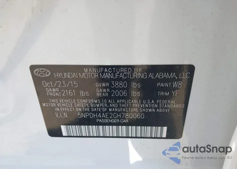 2016 Hyundai Elantra Se из США, поврежденный, VIN 5NPDH4AE2GH780060